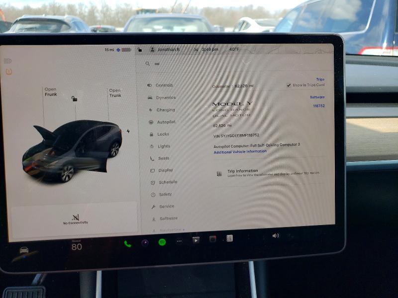 Продажа на аукционе авто 2021 Tesla Model Y, vin: 5YJYGDEE8MF118752, номер лота: 46271996