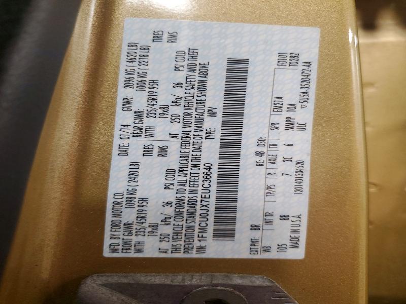 2014 Ford Escape მანქანა იყიდება აუქციონზე, vin: 1FMCU0JX7EUC36640, აუქციონის ნომერი: 47565956