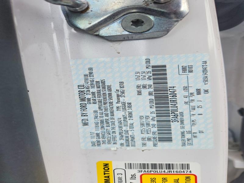 2018 Ford Fusion მანქანა იყიდება აუქციონზე, vin: 3FA6P0LU4JR160474, აუქციონის ნომერი: 54610566