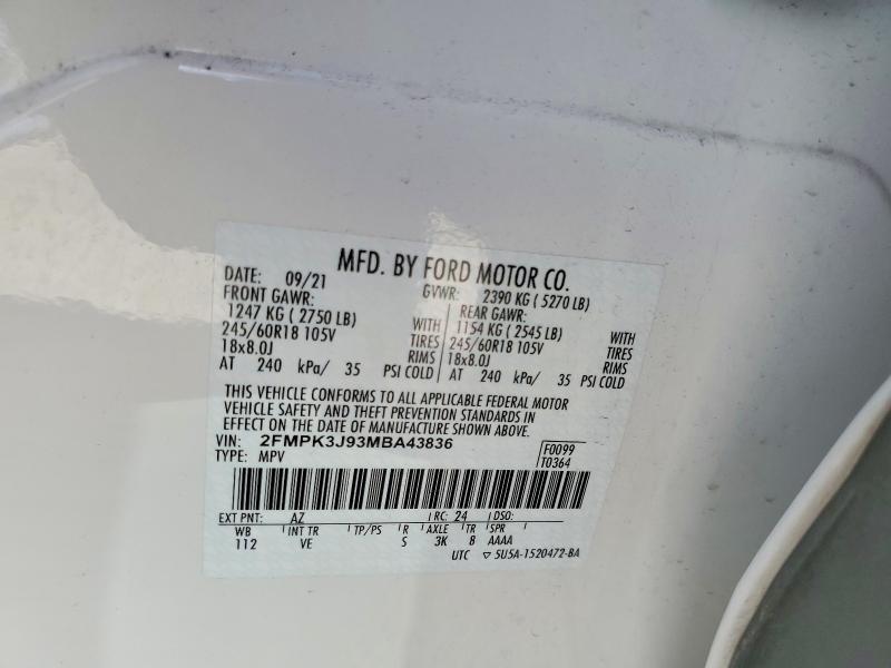 Aukcja sprzedaży 2021 Ford Edge, vin: 2FMPK3J93MBA43836, numer aukcji: 79208765
