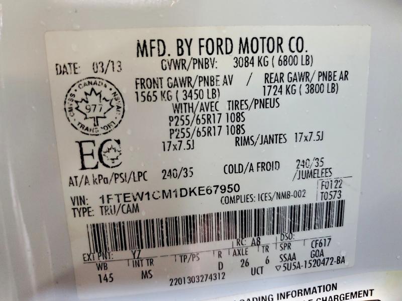 Aukcja sprzedaży 2013 Ford F150, vin: 1FTEW1CM1DKE67950, numer aukcji: 78611625