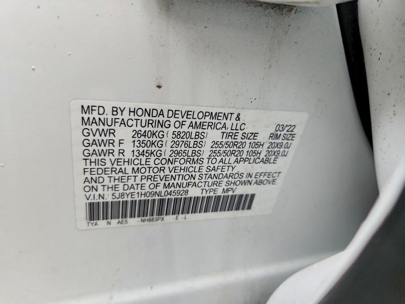 Продаж на аукціоні авто 2022 Acura Mdx, vin: 5J8YE1H09NL045928, номер лоту: 45939936