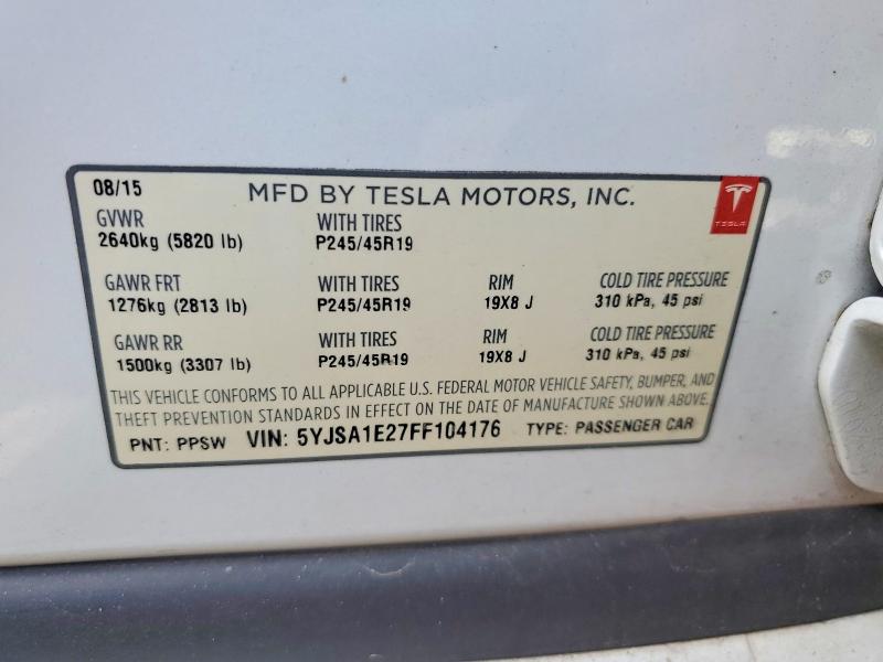 Продажа на аукционе авто 2015 Tesla Model S, vin: 5YJSA1E27FF104176, номер лота: 46759776