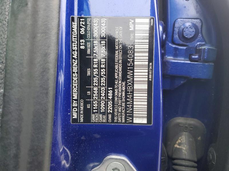 Продаж на аукціоні авто 2021 Mercedes-benz Glb, vin: W1N4M4HBXMW154083, номер лоту: 78994575