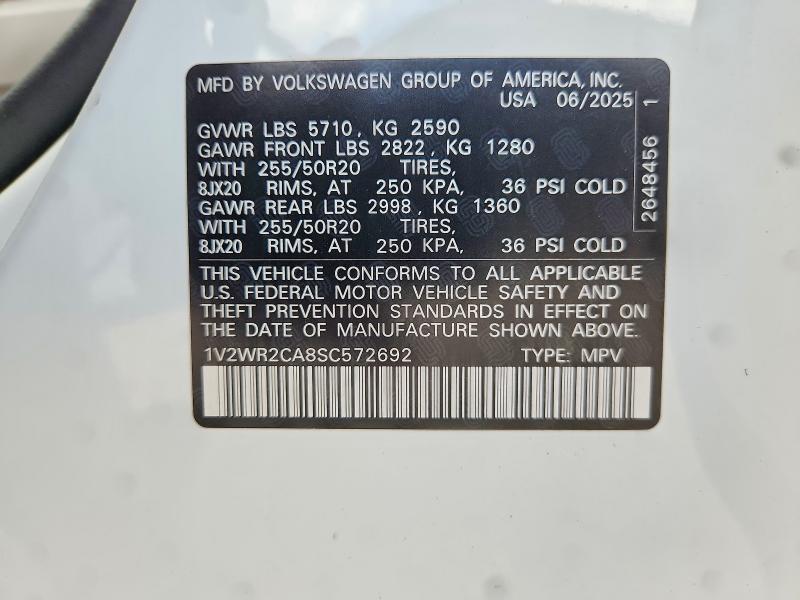 Продаж на аукціоні авто 2025 Volkswagen Atlas, vin: 1V2WR2CA8SC572692, номер лоту: 47192856