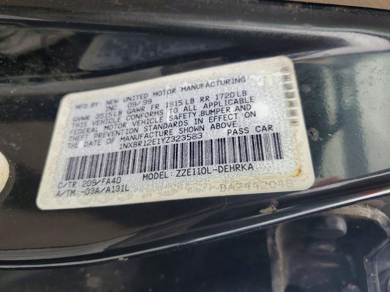 46483836 :رقم المزاد ، 1NXBR12E1YZ323583 vin ، 2000 Toyota Corolla مزاد بيع
