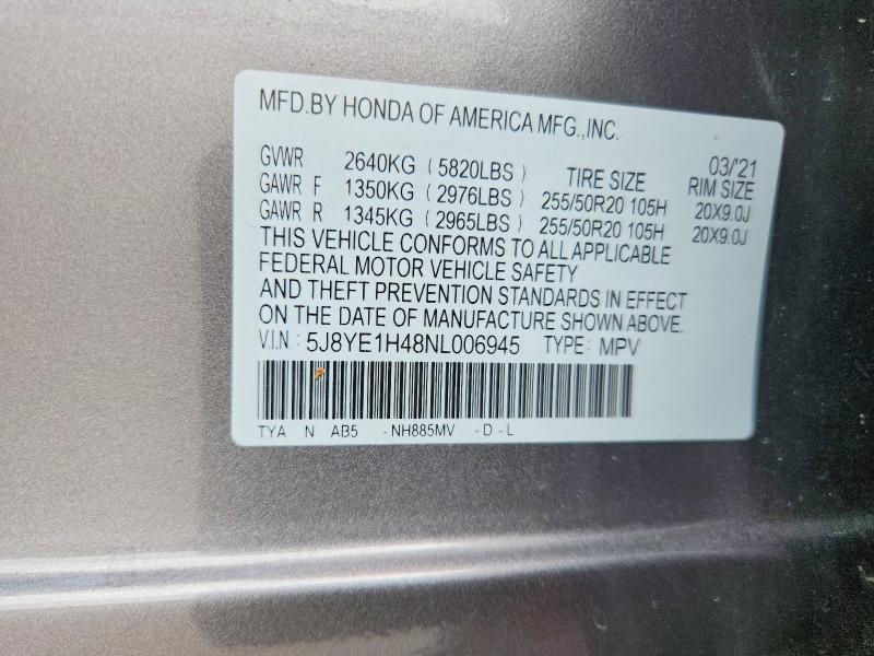 Aukcja sprzedaży 2022 Acura Mdx, vin: 5J8YE1H48NL006945, numer aukcji: 45746696