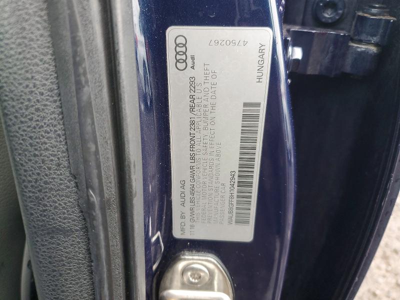 46659066 :رقم المزاد ، WAUB8GFF8H1042943 vin ، 2017 Audi A3 مزاد بيع