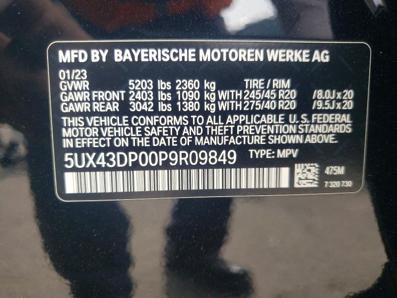 Продажа на аукционе авто 2023 Bmw X3, vin: 5UX43DP00P9R09849, номер лота: 48135766