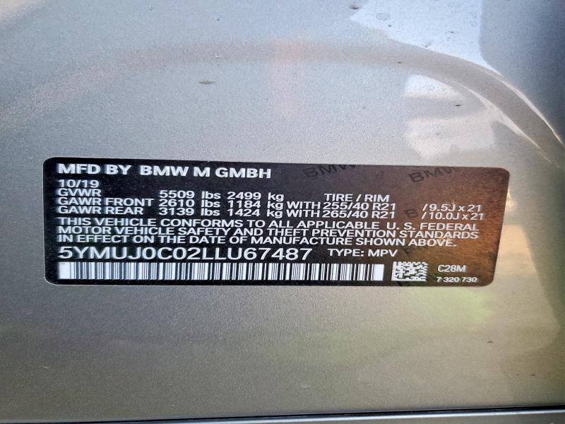 79344805 :رقم المزاد ، 5YMUJ0C02LLU67487 vin ، 2020 Bmw X4 مزاد بيع
