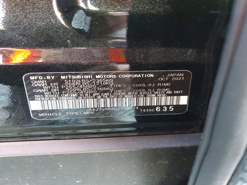 Продаж на аукціоні авто 2022 Mitsubishi Outlander, vin: JA4J3VA88NZ040014, номер лоту: 79069045
