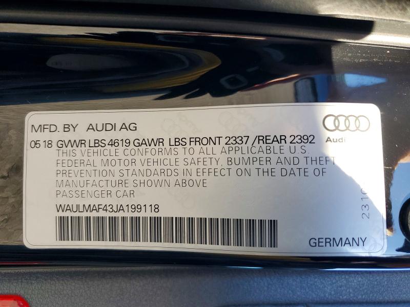 Продаж на аукціоні авто 2018 Audi A4, vin: WAULMAF43JA199118, номер лоту: 45890006