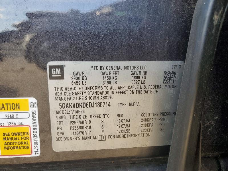 45918096 :رقم المزاد ، 5GAKVDKD8DJ186714 vin ، 2013 Buick Enclave مزاد بيع