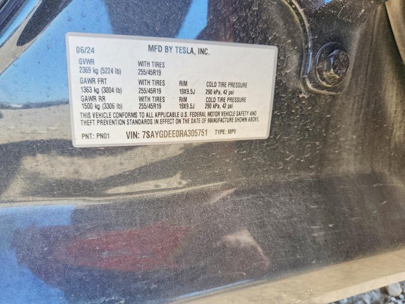 Продажа на аукционе авто 2024 Tesla Model Y, vin: 7SAYGDEE0RA305751, номер лота: 47265616