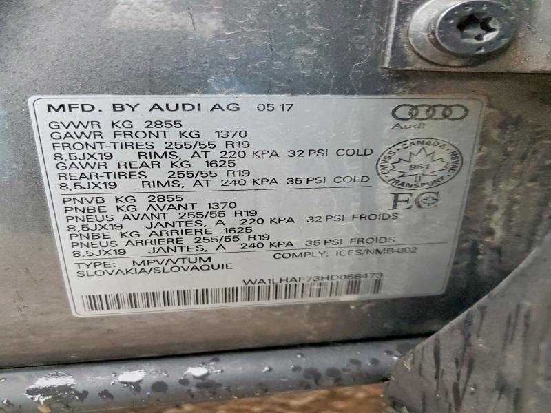 Продаж на аукціоні авто 2017 Audi Q7, vin: WA1LHAF73HD058473, номер лоту: 46459556