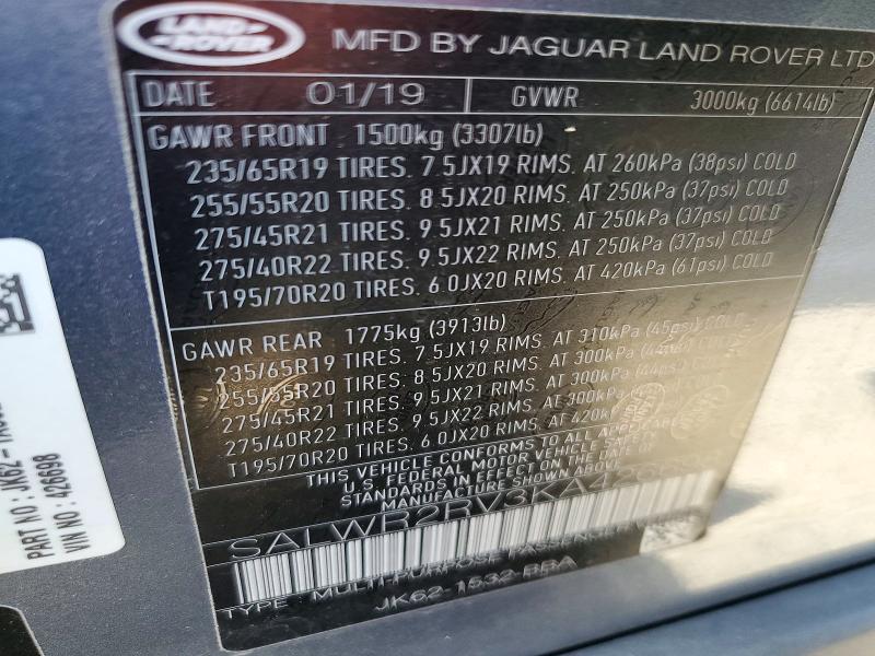Продаж на аукціоні авто 2019 Land Rover Range Rover Sport, vin: SALWR2RV3KA426698, номер лоту: 79102755