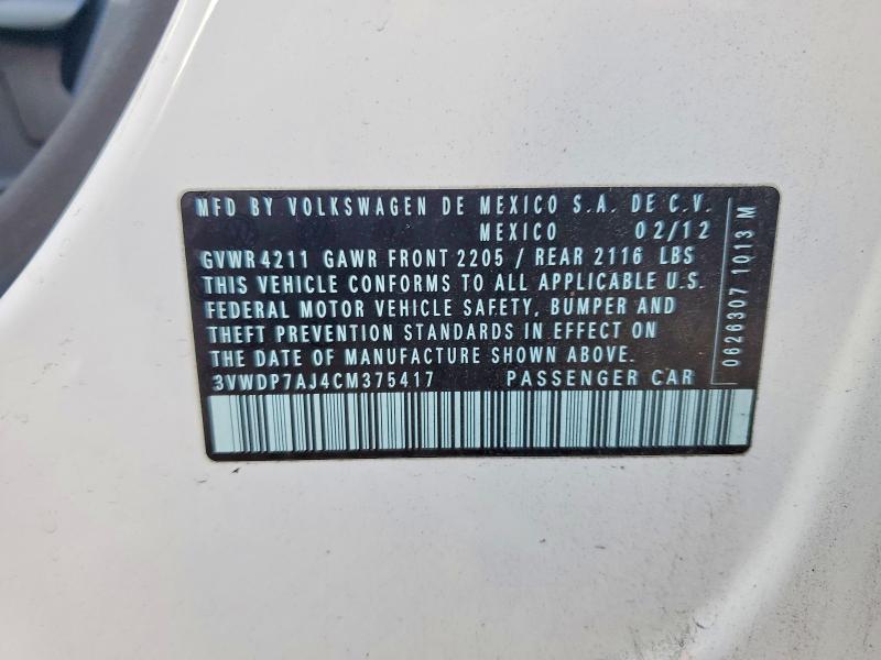 Продаж на аукціоні авто 2012 Volkswagen Jetta, vin: 3VWDP7AJ4CM375417, номер лоту: 79491565