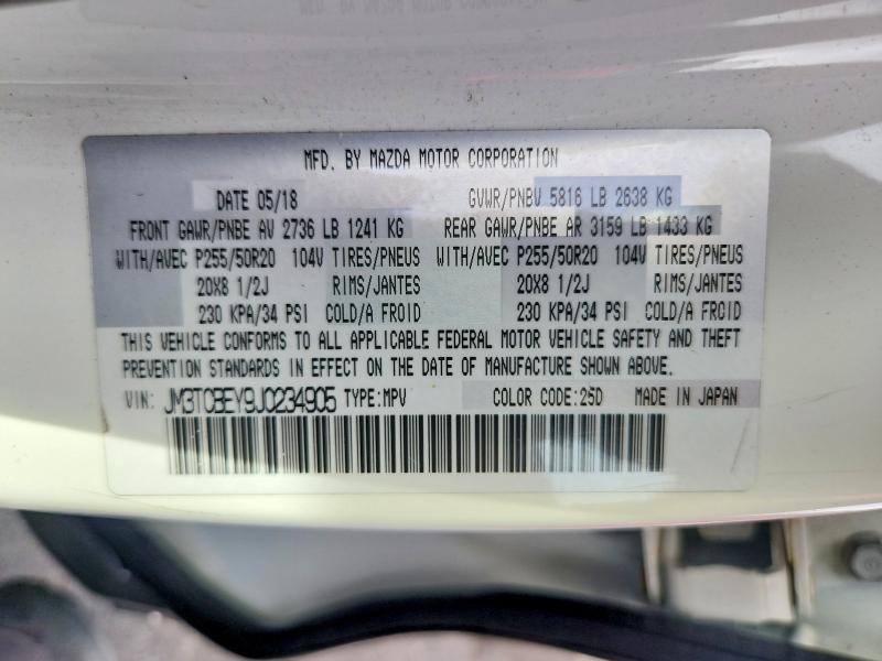 46924586 :رقم المزاد ، JM3TCBEY9J0234905 vin ، 2018 Mazda Cx-9 مزاد بيع