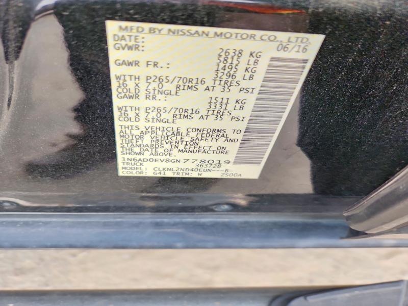 Auction sale of the 2016 Nissan Frontier, vin: 1N6AD0EV8GN778019, lot number: 47207686