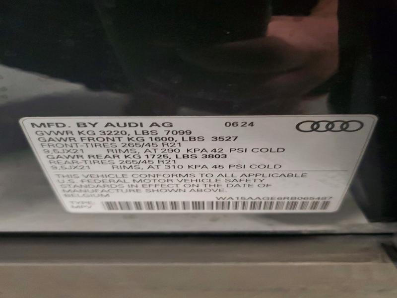 Aukcja sprzedaży 2024 Audi Q8 E-tron, vin: WA15AAGE6RB065487, numer aukcji: 79620365
