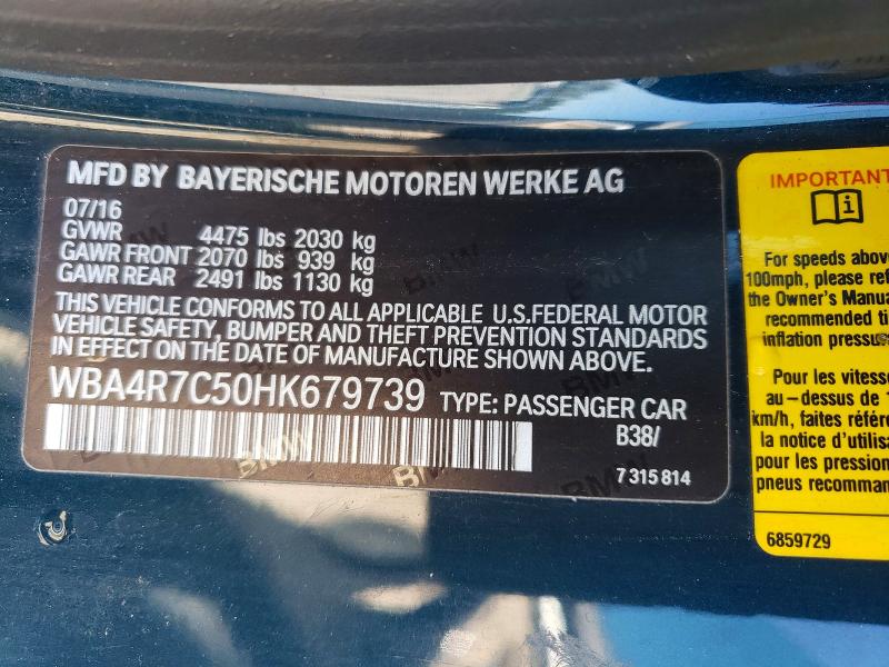45936146 :رقم المزاد ، WBA4R7C50HK679739 vin ، 2017 Bmw 430i مزاد بيع