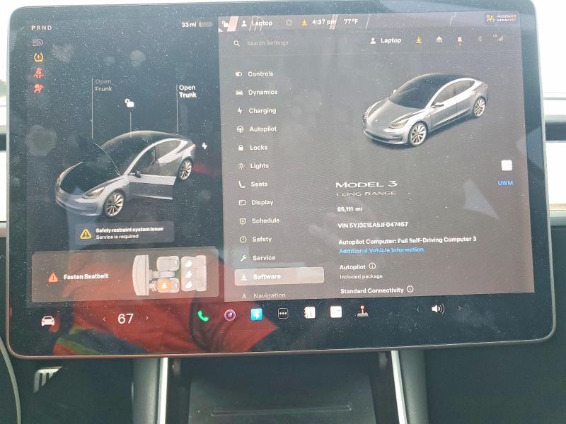 2018 Tesla Model 3 მანქანა იყიდება აუქციონზე, vin: 5YJ3E1EA5JF047467, აუქციონის ნომერი: 47521356
