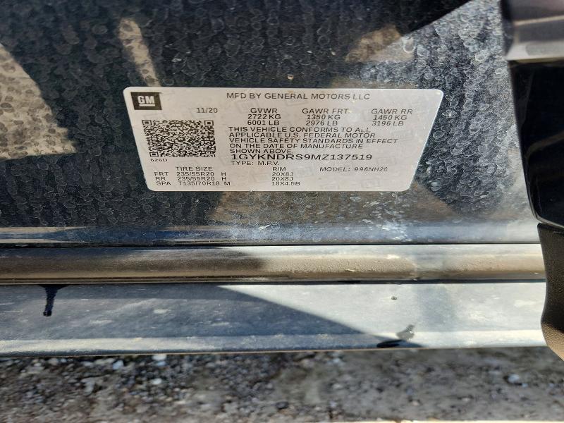 45659646 :رقم المزاد ، 1GYKNDRS9MZ137519 vin ، 2021 Cadillac Xt5 مزاد بيع