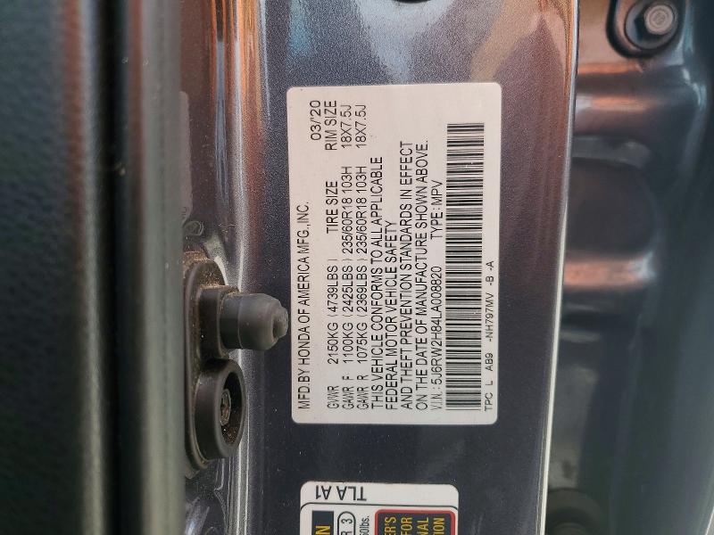 Aukcja sprzedaży 2020 Honda Cr-v, vin: 5J6RW2H84LA008820, numer aukcji: 46380936