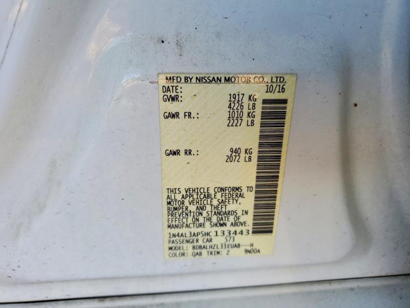 45968946 :رقم المزاد ، 1N4AL3AP5HC133443 vin ، 2017 Nissan Altima مزاد بيع