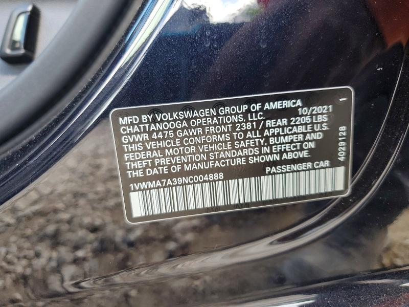Продажа на аукционе авто 2022 Volkswagen Passat, vin: 1VWMA7A39NC004888, номер лота: 79346045