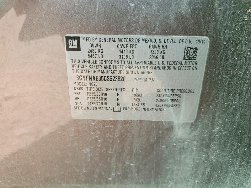 2012 Cadillac Srx მანქანა იყიდება აუქციონზე, vin: 3GYFNAE35CS523820, აუქციონის ნომერი: 46356926
