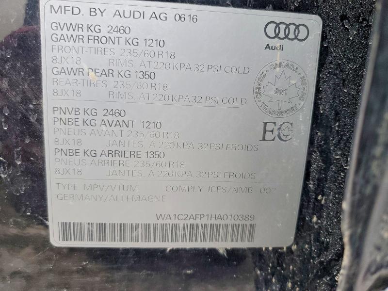 Продажа на аукционе авто 2017 Audi Q5, vin: WA1C2AFP1HA010389, номер лота: 78968255