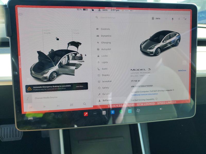 Продаж на аукціоні авто 2018 Tesla Model 3, vin: 5YJ3E1EB5JF100581, номер лоту: 46980056