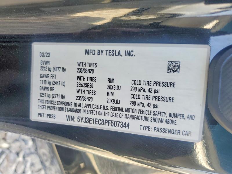 Aukcja sprzedaży 2023 Tesla Model 3, vin: 5YJ3E1EC8PF507344, numer aukcji: 46284566