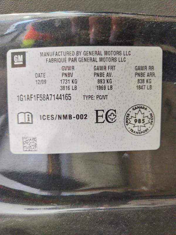 45795706 :رقم المزاد ، 1G1AF1F58A7144165 vin ، 2010 Chevrolet Cobalt مزاد بيع