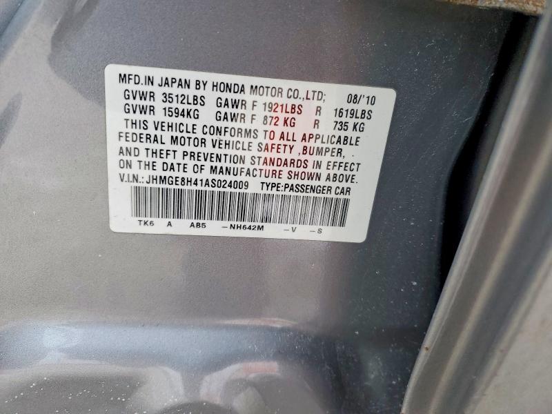 Aukcja sprzedaży 2010 Honda Fit, vin: JHMGE8H41AS024009, numer aukcji: 46025926