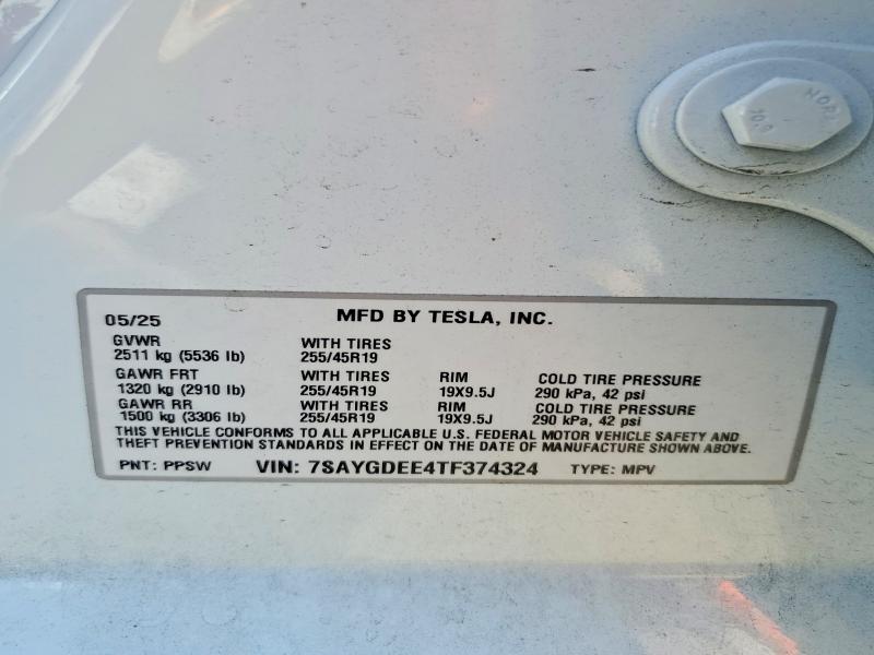 46662866 :رقم المزاد ، 7SAYGDEE4TF374324 vin ، 2026 Tesla Model Y مزاد بيع