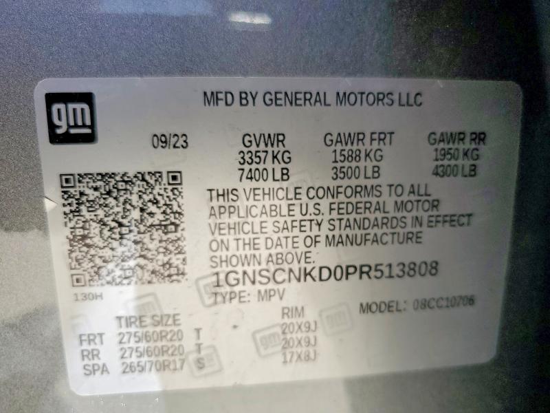 2023 Chevrolet Tahoe მანქანა იყიდება აუქციონზე, vin: 1GNSCNKD0PR513808, აუქციონის ნომერი: 46239756