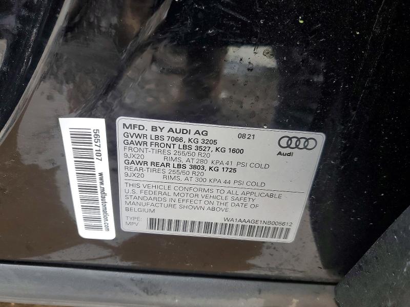 Aukcja sprzedaży 2022 Audi E-tron, vin: WA1AAAGE1NB005612, numer aukcji: 41757696