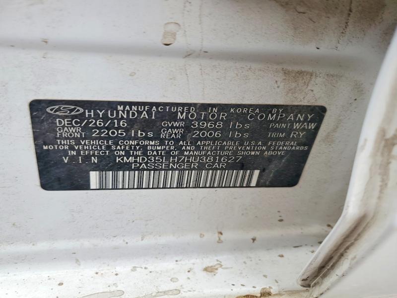 Продажа на аукционе авто 2017 Hyundai Elantra, vin: KMHD35LH7HU381627, номер лота: 79913005