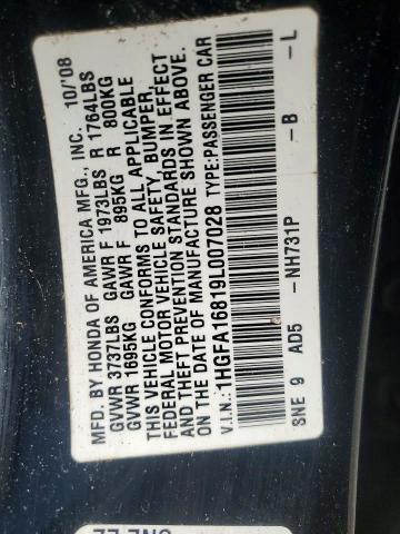 Продаж на аукціоні авто 2009 Honda Civic, vin: 1HGFA16819L007028, номер лоту: 46018076