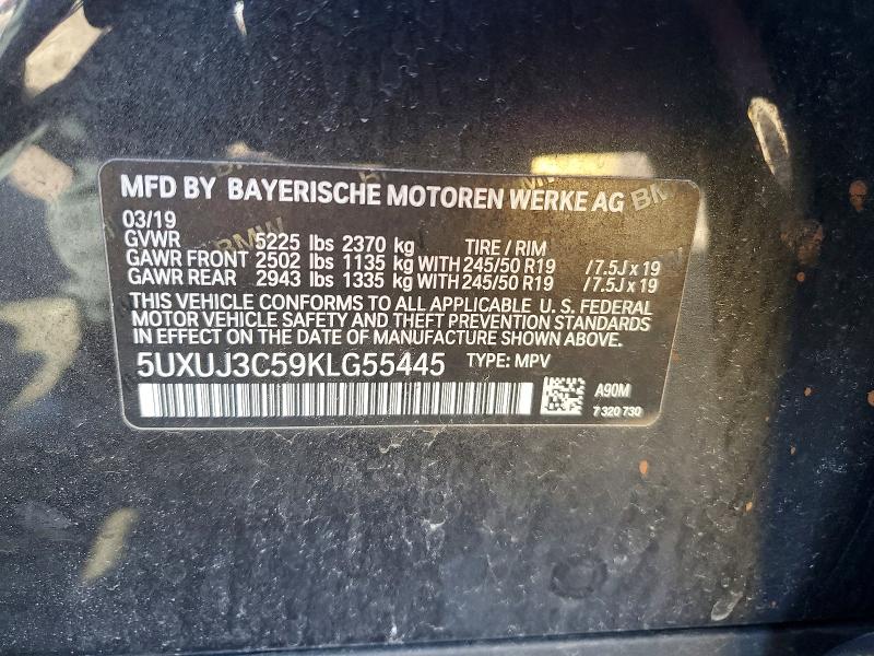46491296 :رقم المزاد ، 5UXUJ3C59KLG55445 vin ، 2019 Bmw X4 مزاد بيع