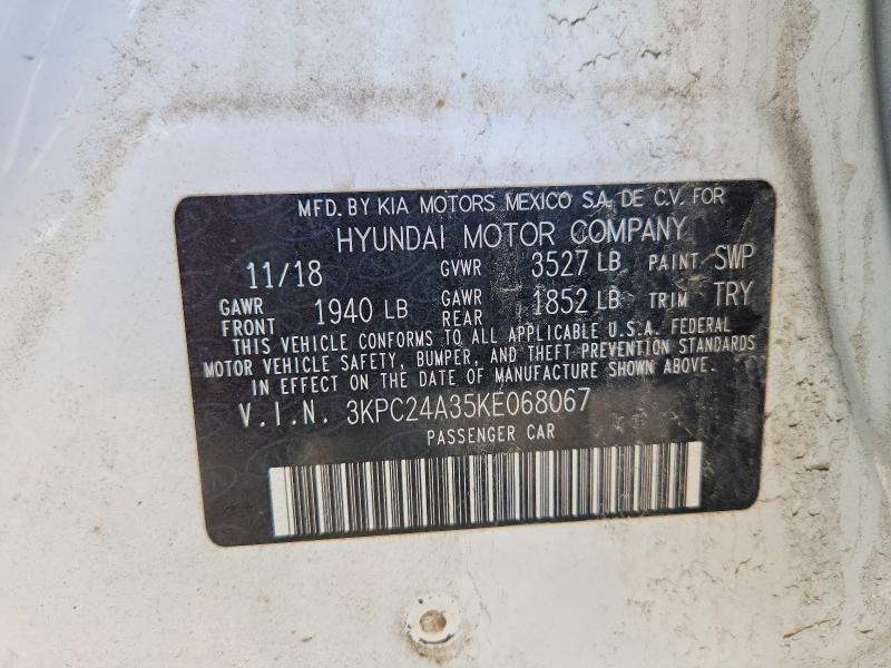 79474885 :رقم المزاد ، 3KPC24A35KE068067 vin ، 2019 Hyundai Accent مزاد بيع
