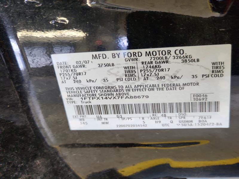 Auction sale of the 2007 Ford F150, vin: 1FTPX14VX7FA88679, lot number: 79810735