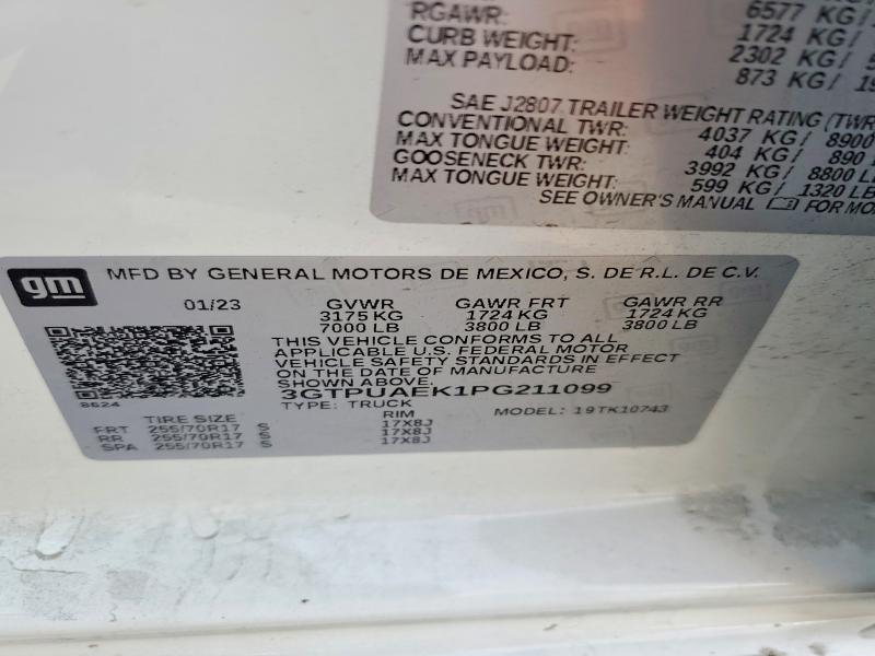 Продаж на аукціоні авто 2023 Gmc Sierra, vin: 3GTPUAEK1PG211099, номер лоту: 46309976