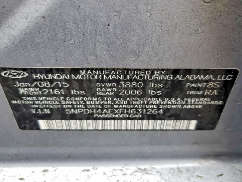 Aukcja sprzedaży 2015 Hyundai Elantra, vin: 5NPDH4AEXFH631264, numer aukcji: 45505866