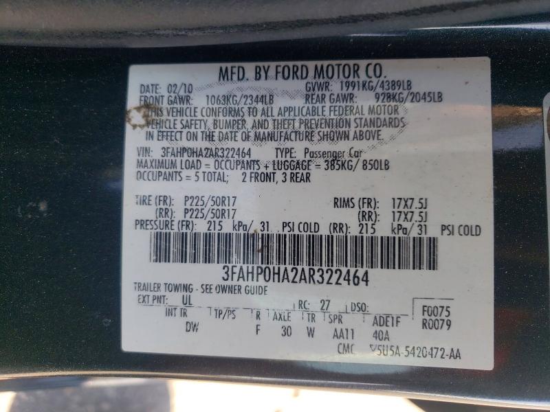 Продаж на аукціоні авто 2010 Ford Fusion, vin: 3FAHP0HA2AR322464, номер лоту: 47792646