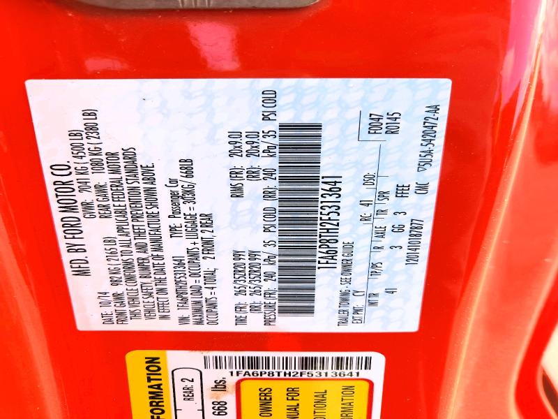 Aukcja sprzedaży 2015 Ford Mustang, vin: 1FA6P8TH2F5313641, numer aukcji: 46873056