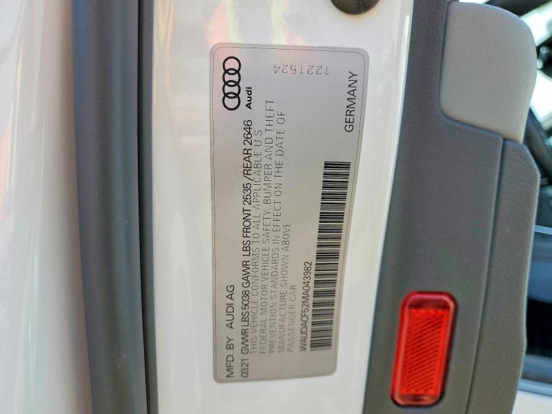 Aukcja sprzedaży 2021 Audi A5, vin: WAUDACF52MA043982, numer aukcji: 79920135