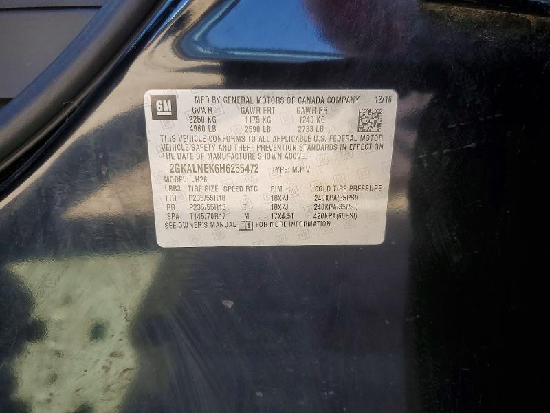 Aukcja sprzedaży 2017 Gmc Terrain, vin: 2GKALNEK6H6255472, numer aukcji: 47022496